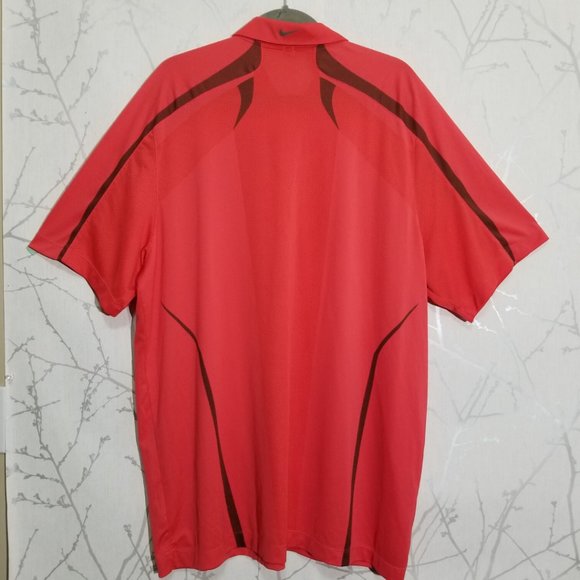 Nike Dri-Fit Red & Brown Vented Polo Shirt - Picture 3 of 4